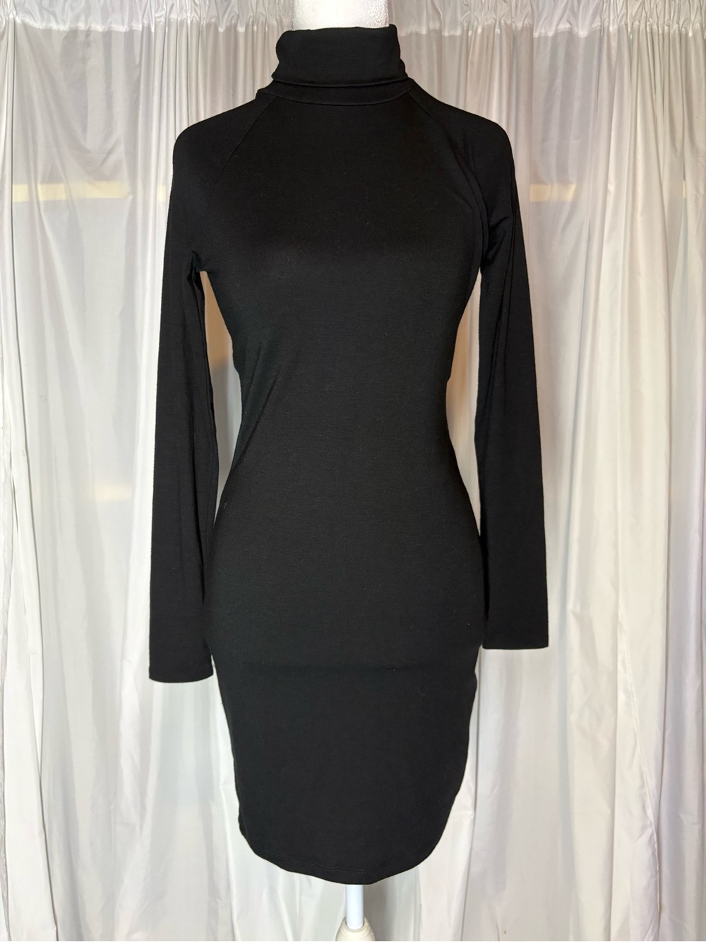 Forever 21 Black Long Sleeve Turtleneck Bodycon Dress Size S